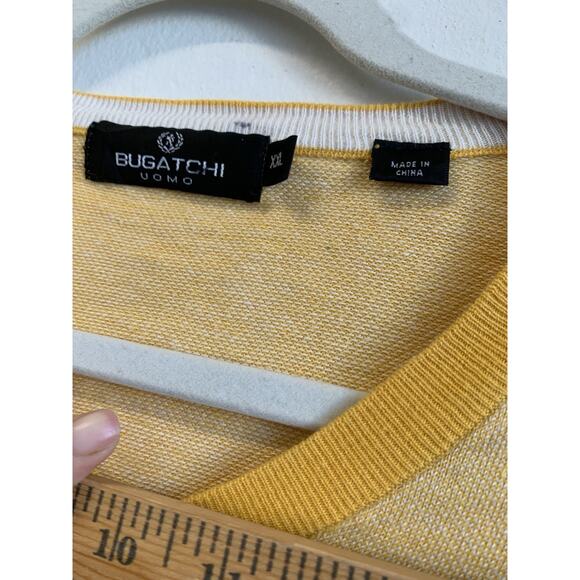 Bugatchi Vomo Men’s Sweater 75% Silk 15% Cotton 10% Cashmere Pullover Yellow XXL - Picture 5 of 10